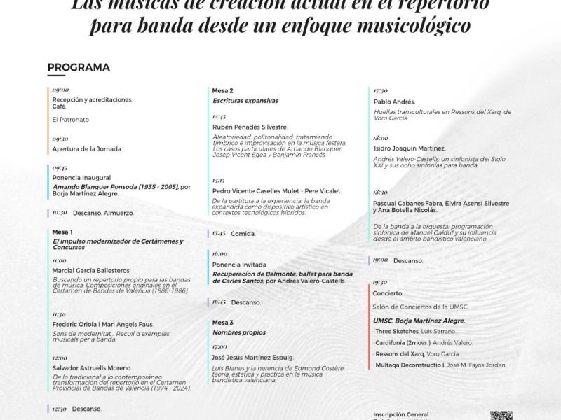 La Asociación Valenciana de Musicología organiza una jornada sobre la influencia de las músicas de creación actual en el repertorio para banda 