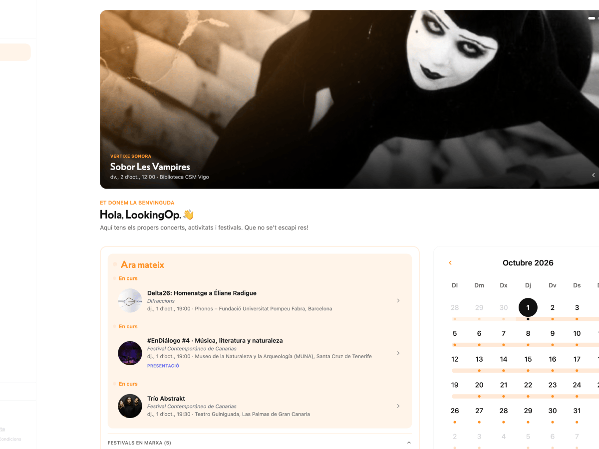 LookingOp, la plataforma que mapeja la música actual a Espanya, supera els 400 concerts catalogats en poc més de quatre mesos